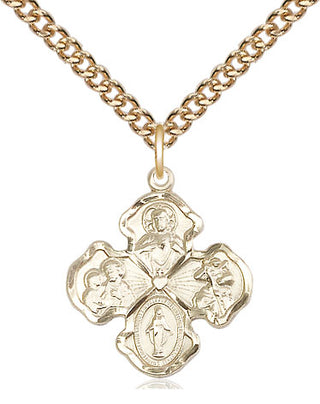 14kt Gold Filled 4-Way Medal Religious Jewelry