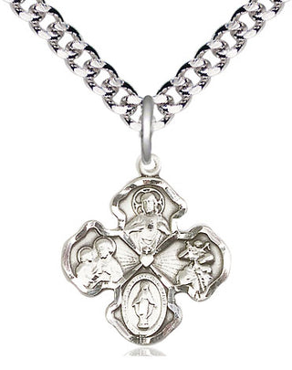 Pewter 4-Way Medal Religious Jewelry