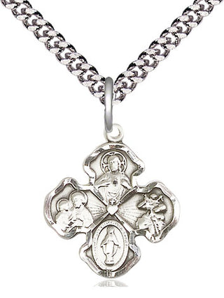 Sterling Silver 4-Way Medal Religious Jewelry