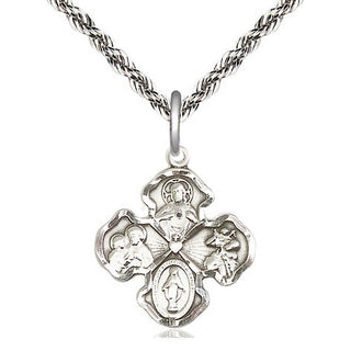 Sterling Silver 4-Way Medal Religious Jewelry