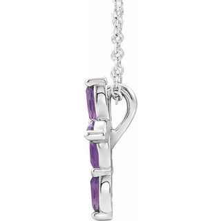 Sterling Silver Lab-Grown Alexandrite Cross 16-18" Necklace