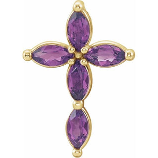 14K Yellow Lab-Grown Alexandrite Cross Pendant