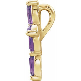 14K Yellow Lab-Grown Alexandrite Cross Pendant