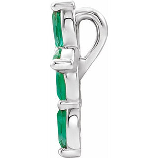 Sterling Silver Natural Emerald Cross Pendant