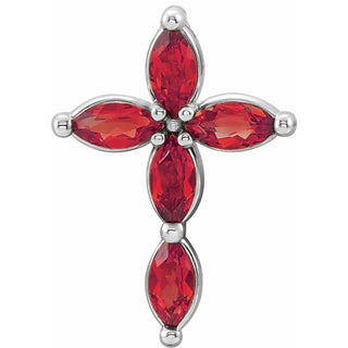 Sterling Silver Lab-Grown Ruby Cross Pendant