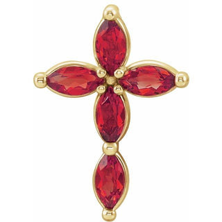 14K Yellow Natural Ruby Cross Pendant
