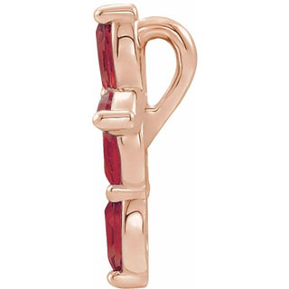 14K Rose Natural Ruby Cross Pendant