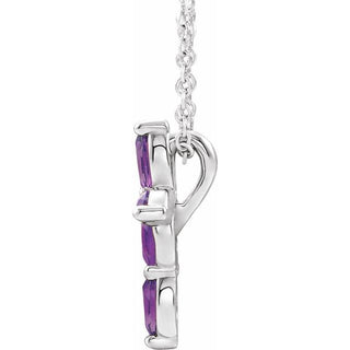 Sterling Silver Amethyst Cross 16-18" Necklace