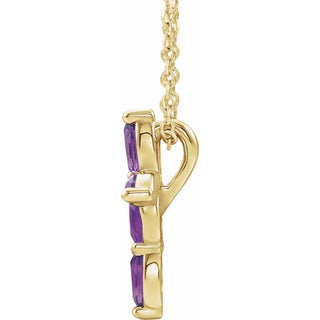 14K Yellow Natural Amethyst Cross 16-18" Necklace 