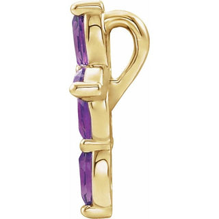 14K Yellow Natural Amethyst Cross Pendant