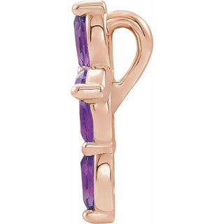14K Rose Natural Amethyst Cross Pendant