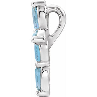 Sterling Silver Natural Aquamarine Cross Pendant