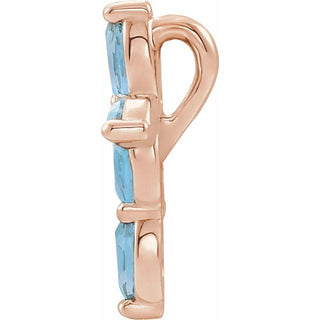 14K Rose Natural Aquamarine Cross Pendant