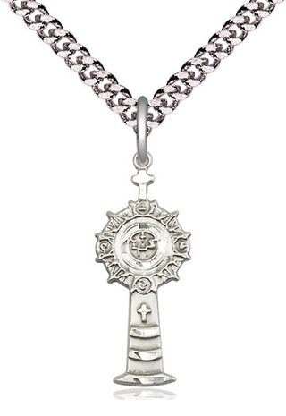 Sterling Silver Monstrance Medal Catholic Jewelry