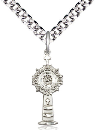 Sterling Silver Monstrance Medal Catholic Jewelry