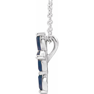 Platinum Natural Blue Sapphire Cross 16-18" Necklace