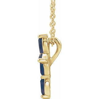 14K Yellow Natural Blue Sapphire Cross 16-18" Necklace