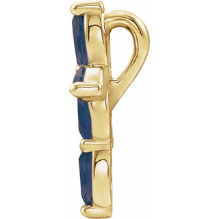 14K Yellow Natural Blue Sapphire Cross Pendant