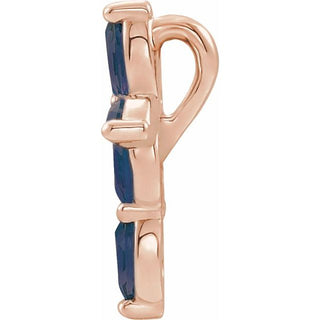 14K Rose Natural Blue Sapphire Cross Pendant