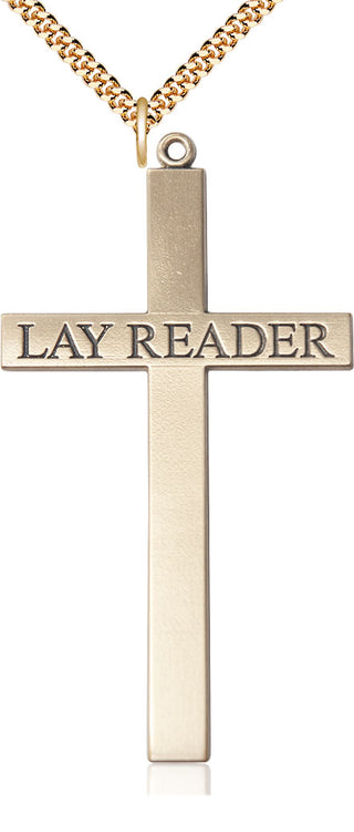 14kt Gold Filled Lay Reader Cross Medal Catholic Jewelry