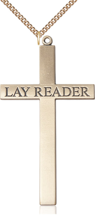 14kt Gold Filled Lay Reader Cross Medal Catholic Jewelry