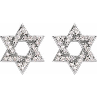 14K White 1/8 CTW Natural Diamond Star of David Earrings