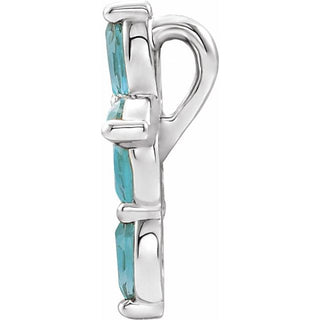 Platinum Natural Blue Zircon Cross Pendant