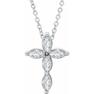 Platinum 1/3 CTW Natural Diamond Cross 16-18" Necklace