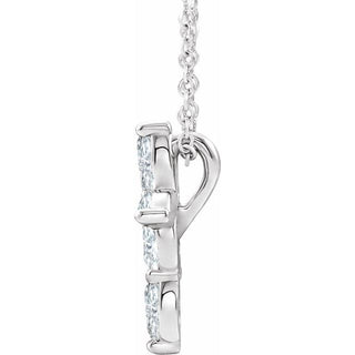 Platinum Natural White Sapphire Cross 16-18" Necklace