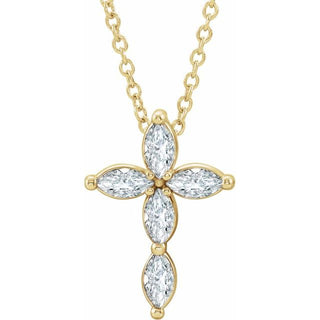 14K Yellow 1/3 CTW Natural Diamond Cross 16-18" Necklace