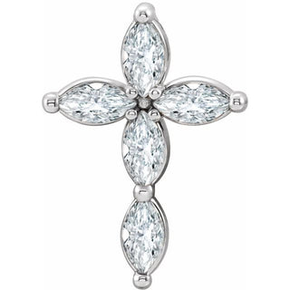 14K White 1/3 CTW Natural Diamond Cross Pendant