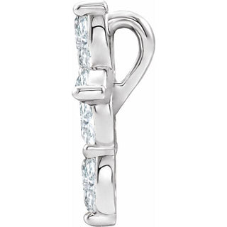 Platinum Natural White Sapphire Cross Pendant