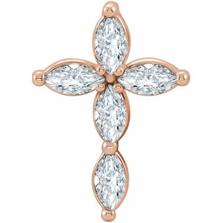 14K Rose 1/3 CTW Natural Diamond Cross Pendant