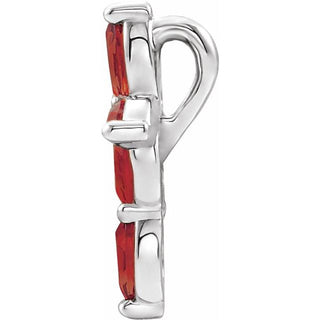 Sterling Silver Natural Mozambique Garnet Cross Pendant