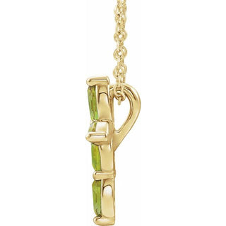 14K Yellow Natural Peridot Cross 16-18" Necklace