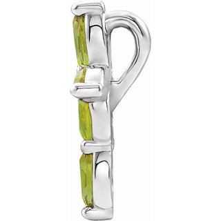 Platinum Natural Peridot Cross Pendant