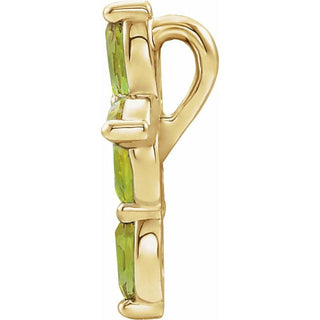 14K Yellow Natural Peridot Cross Pendant