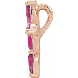 14K Rose Natural Pink Tourmaline Cross Pendant