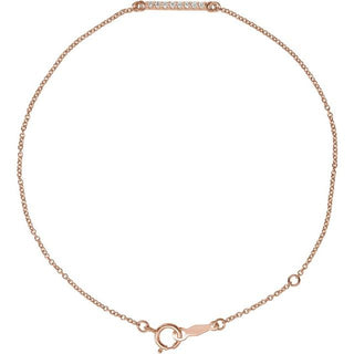 14K Rose .07 CTW Natural Diamond Bar 6 1/2-71/2" Bracelet