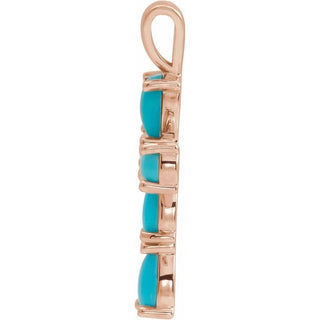 14K Rose Natural Turquoise Cabochon Cross Pendant