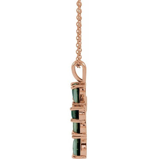 14K Rose Lab-Grown Mosaic Opal Cabochon Cross 16-18" Necklace