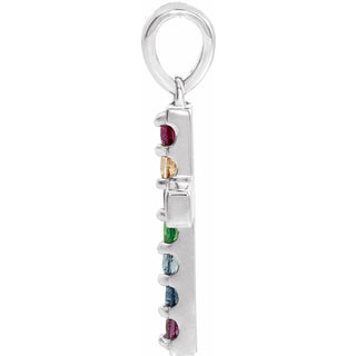 Platinum Natural Multi-Gemstone Cross Pendant