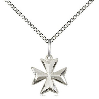 Sterling Silver Maltese Cross Medal Religious and Catholic Jewelry