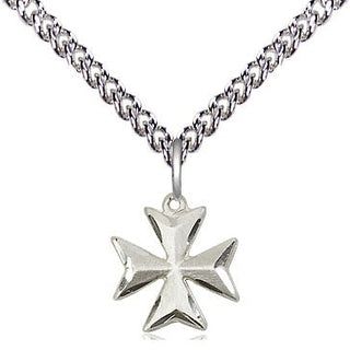 Sterling Silver Maltese Cross Medal Religious and Catholic Jewelry