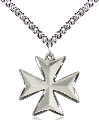 Sterling Silver Maltese Cross Medal Religious Jewelry
