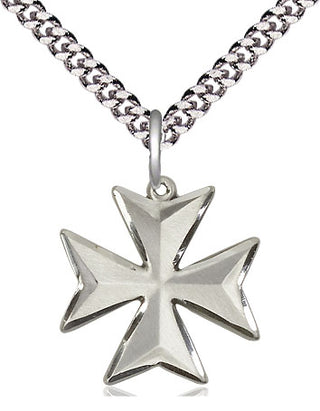 Sterling Silver Maltese Cross Medal Religious Jewelry