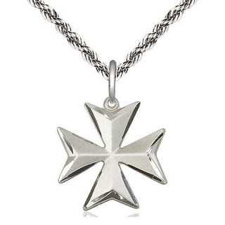Sterling Silver Maltese Cross Medal Religious Jewelry