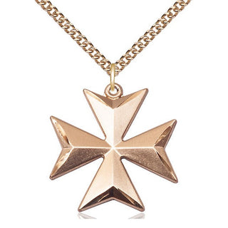 14kt Gold Filled Maltese Cross Medal Catholic Jewelry