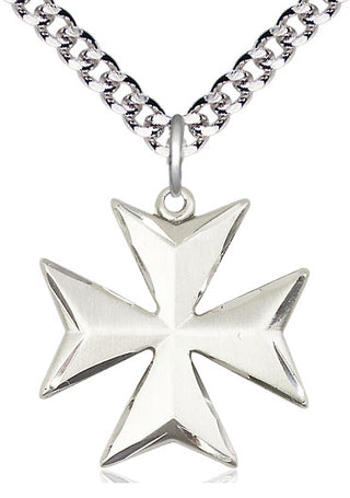 Sterling Silver Maltese Cross Medal Catholic Jewelry