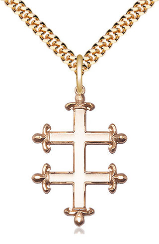 14kt Gold Filled Cross of Lorraine Medal Catholic Jewelry